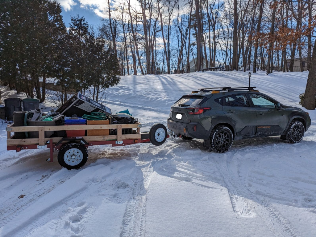 subaru crosstrek towing utility trailer with ecohitch trailer hitch