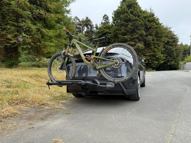 tesla model y with bike rack installed