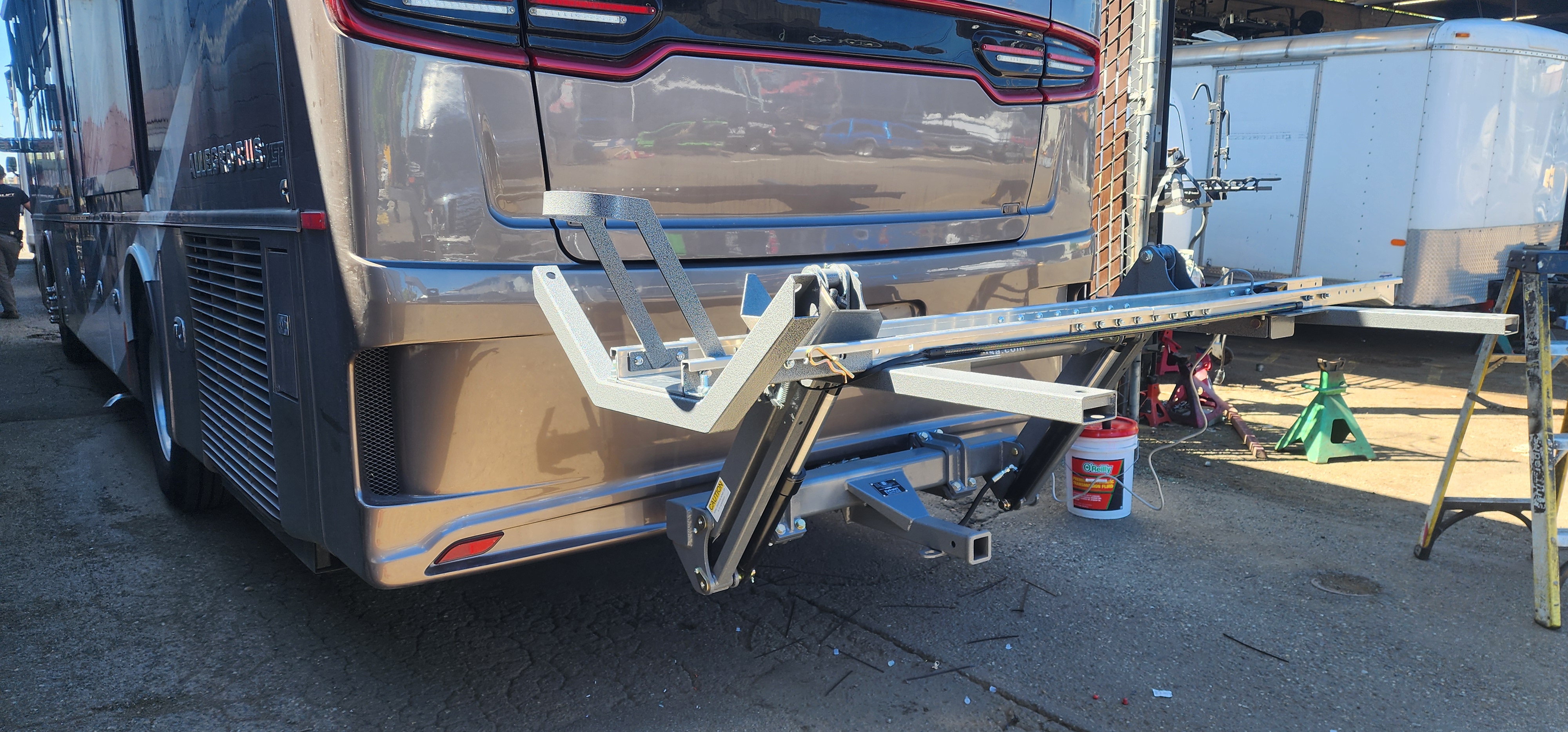 Motorcycle carrier installation at Torklift Central