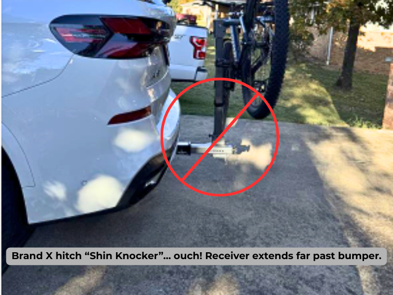 Example of a protruding hitch that can be a shin hazard