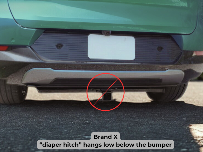 Example of a bulky diaper-style hitch