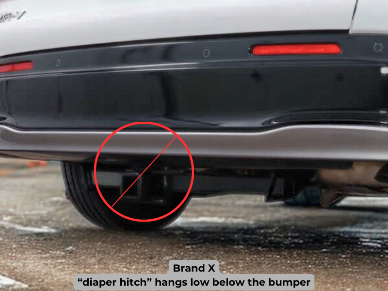 Example of a bulky diaper-style hitch