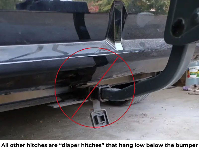 Example of a bulky diaper-style hitch
