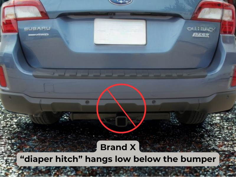 Example of a bulky diaper-style hitch