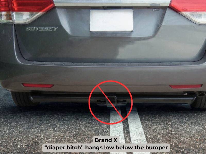 Example of a bulky diaper-style hitch