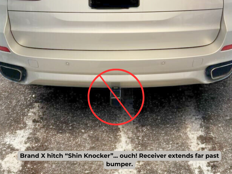 Example of a protruding hitch that can be a shin hazard