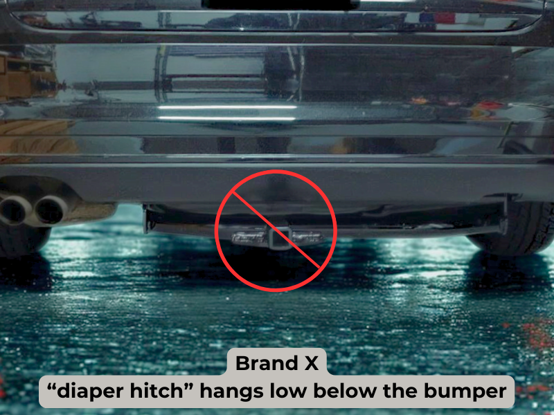 Example of a bulky diaper-style hitch