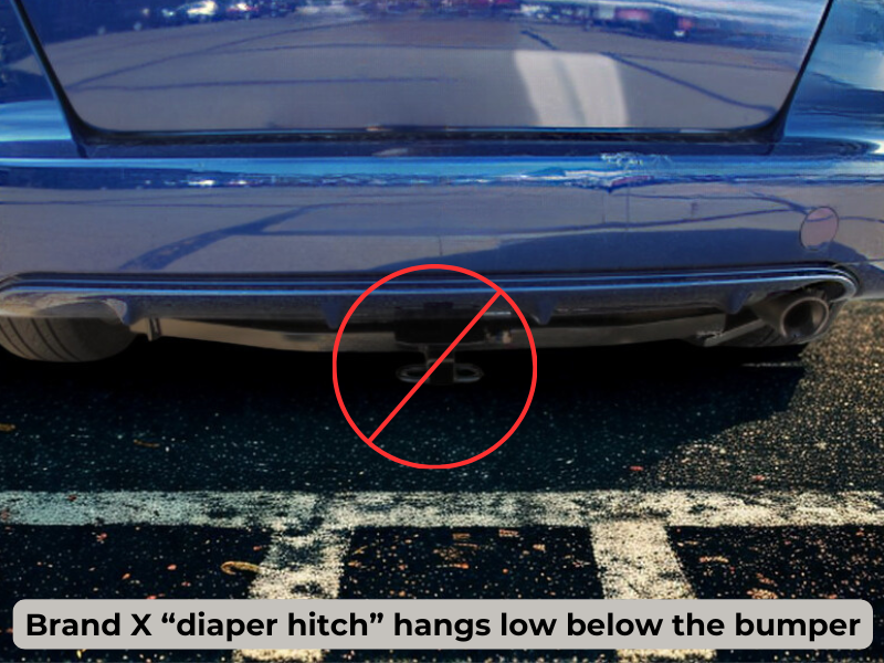 Example of a bulky diaper-style hitch