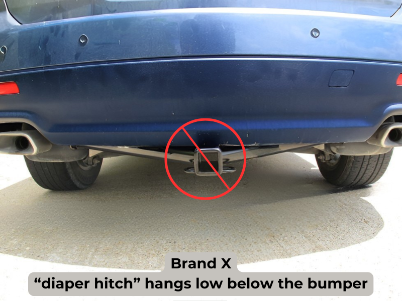 Example of a bulky diaper-style hitch