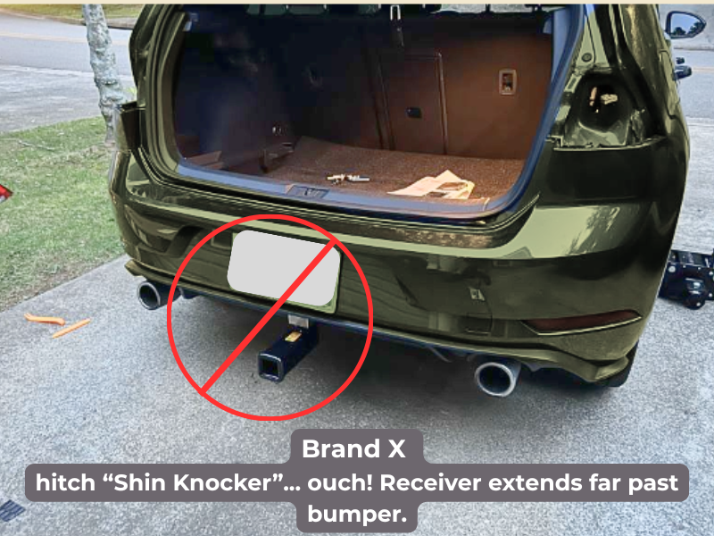 Example of a protruding hitch that can be a shin hazard