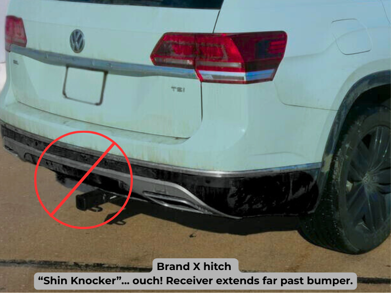 Example of a protruding hitch that can be a shin hazard
