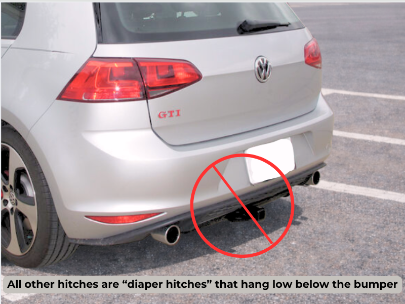 Example of a bulky diaper-style hitch