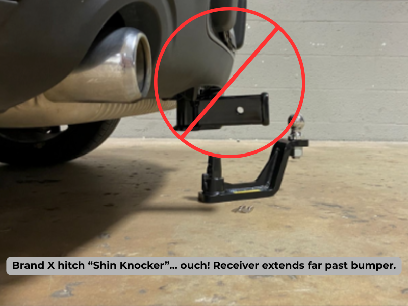 Example of a protruding hitch that can be a shin hazard
