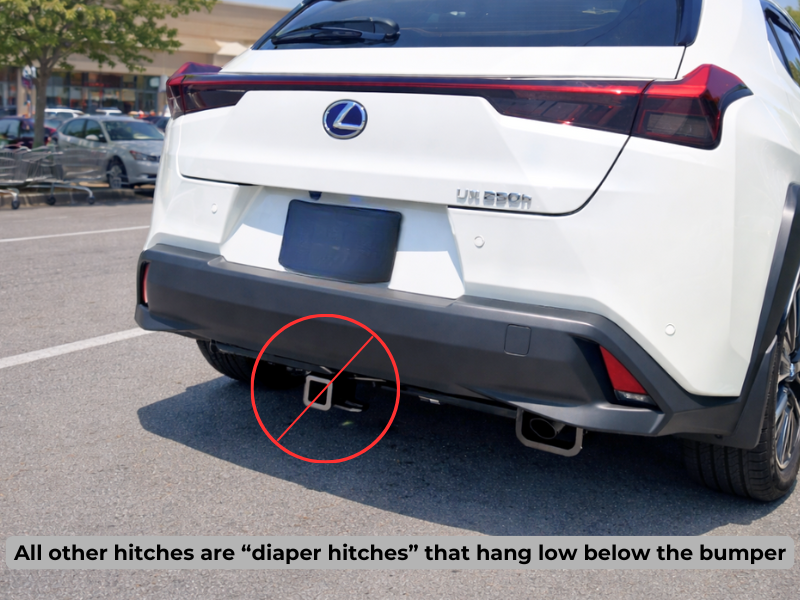 Example of a bulky diaper-style hitch