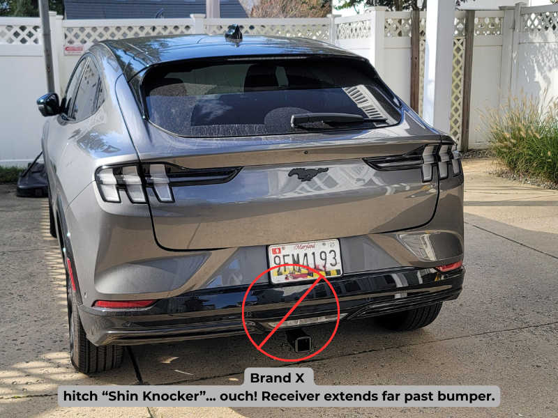 Example of a protruding hitch that can be a shin hazard