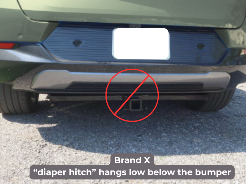 Example of a bulky diaper-style hitch