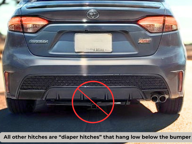 Example of a bulky diaper-style hitch