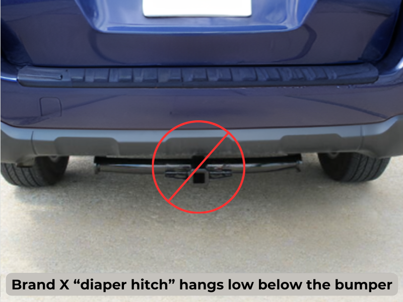Example of a bulky diaper-style hitch