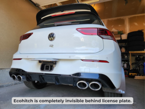 VW Golf R and GTI — 2022 - 2026 — Stainless Steel EcoHitch®&nbsp;Trailer Hitch-Invisi - Invisible behind license plate - 2 in"