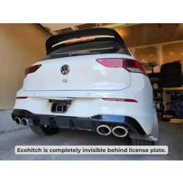 VW Golf R and GTI — 2022 - 2026 — Stainless Steel EcoHitch®&nbsp;Trailer Hitch-Invisi - Invisible behind license plate - 2 in"